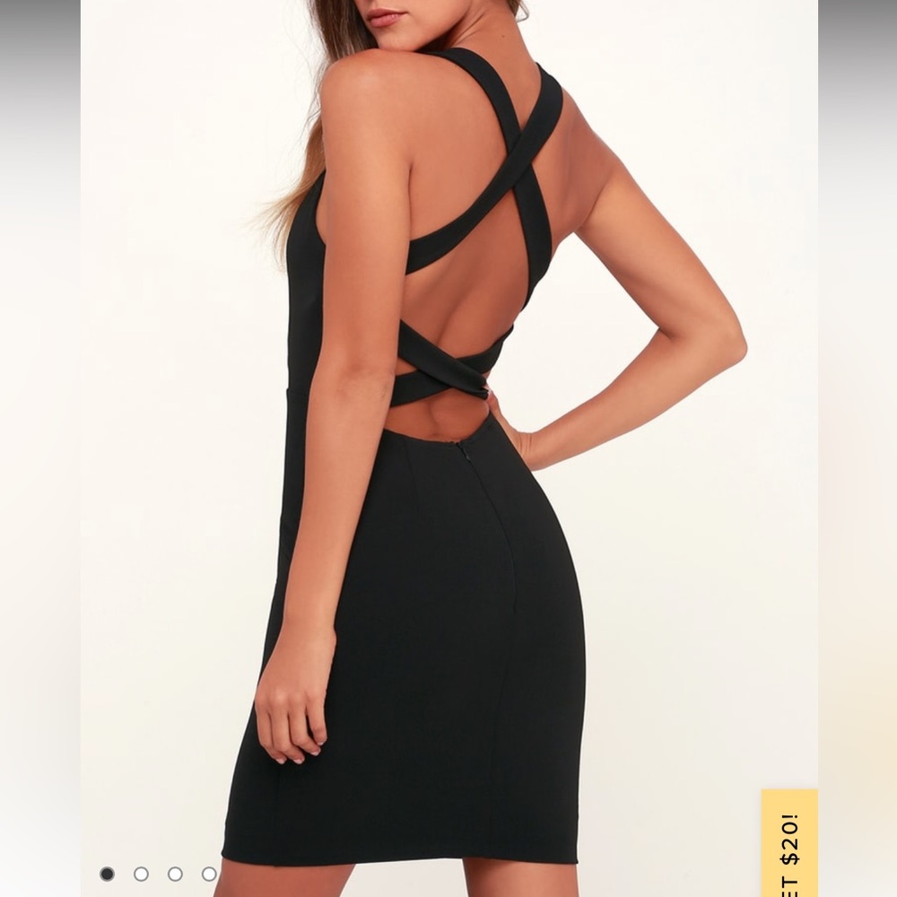 Lulu’s Feeling Right Black Strappy Bodycon Dress, size Small